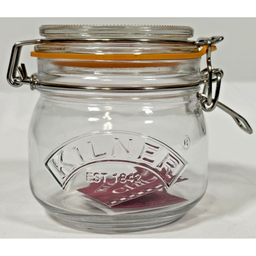 Kilner Clip Top Glass Jar Small Clear Orange Seal Airtight Storage 0.35L